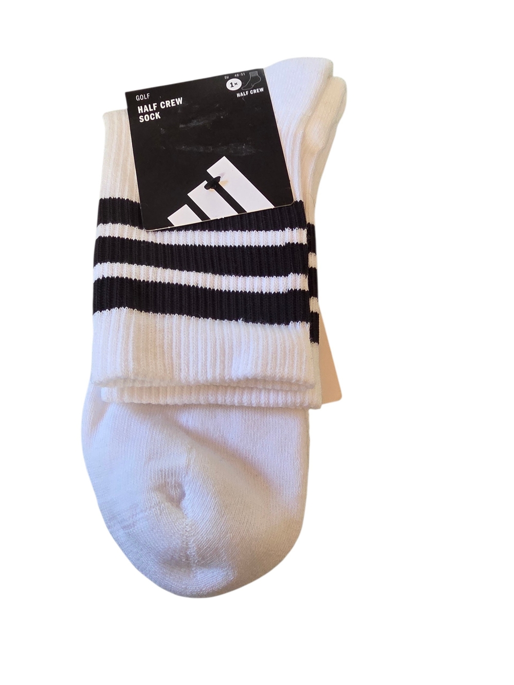 New adidas Men’s White and Black Athletic Half-Crew Socks 1 Pair
